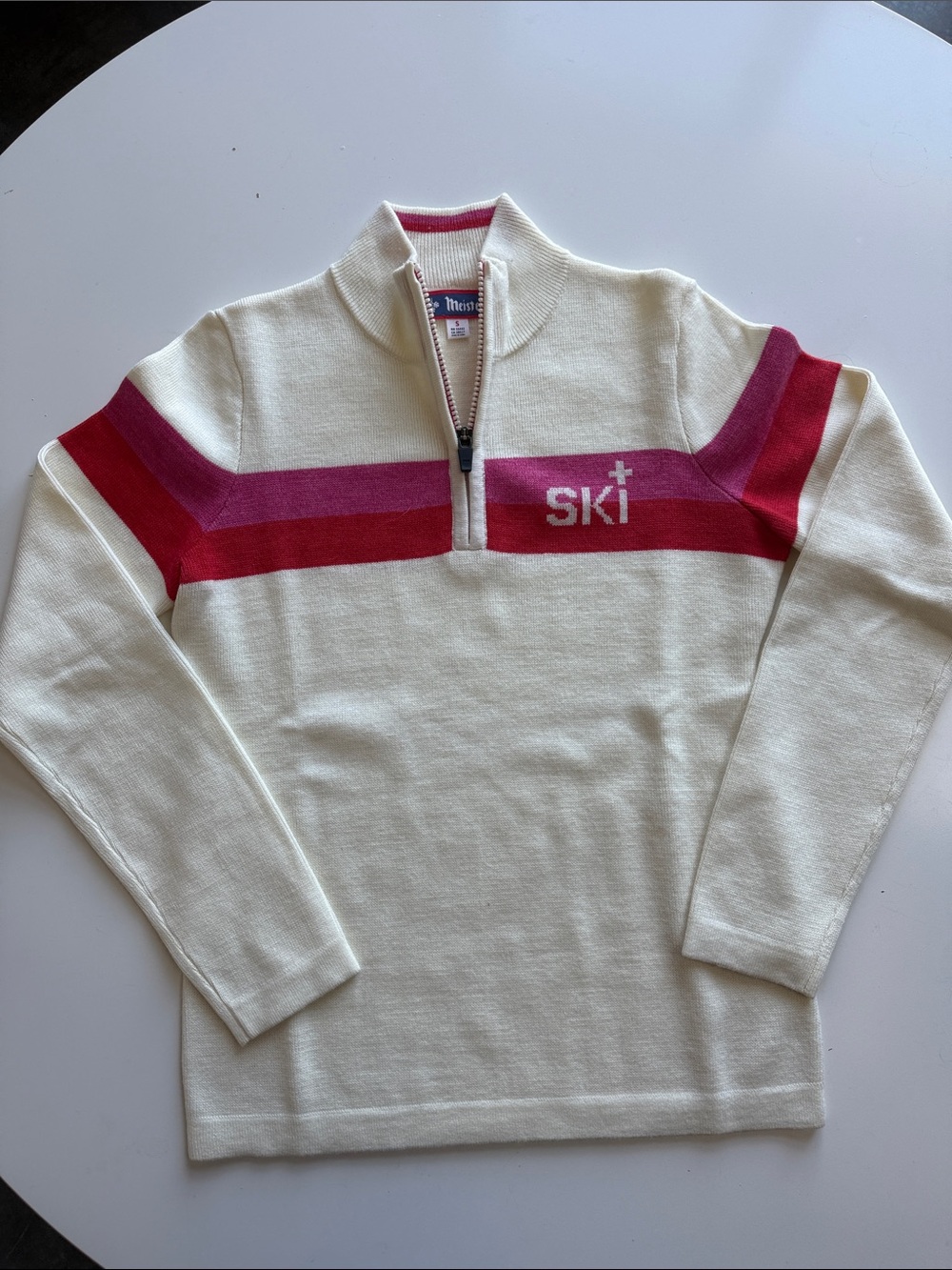 Meister Retro Ski Sweater Wool Blend Quarter Zip Women’s S